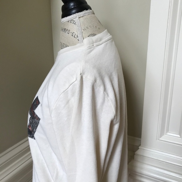 KISS Pull Over Sweatshirt Womens Medium Cream Animal Print Crew Neck Long Sleeve - Picture 9 of 11